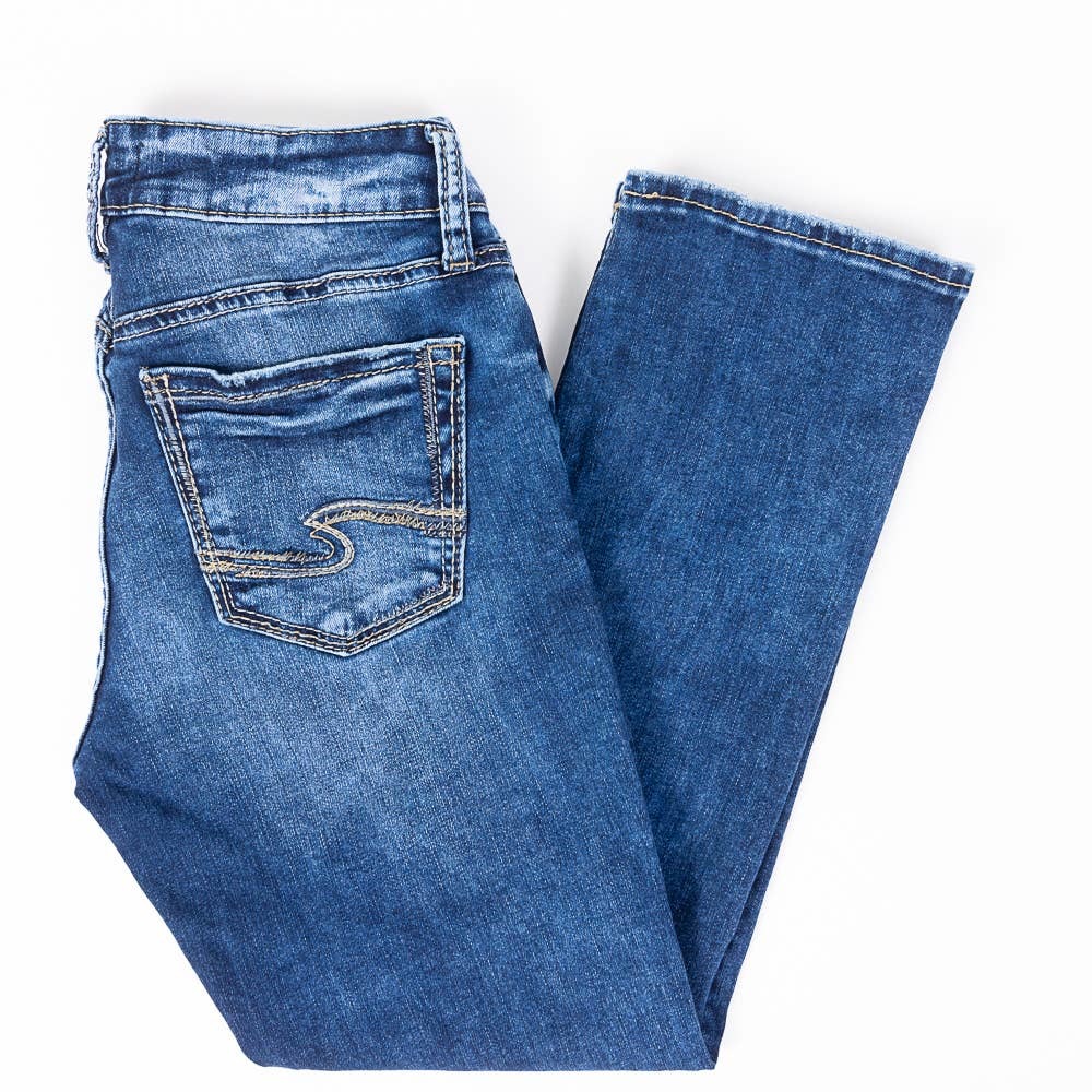 Silver Suki Capri Stretch Womens Jeans Faded Dark Wash Size 27/23